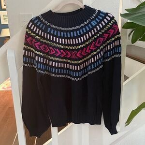 Anthropologie Rebecca Minkoff Black Sweater with Vibrant Pattern